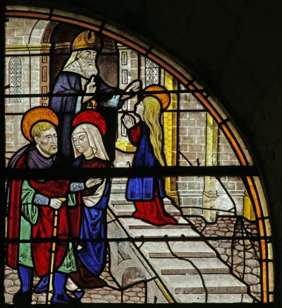 Window depicting Virgin Mary Story: Presentation in Temple by French School